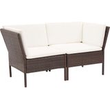 vidaXL 6-delige Loungeset met kussens poly rattan bruin