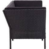 vidaXL 6-delige Loungeset met kussens poly rattan zwart