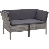 vidaXL 6-delige Loungeset met kussens poly rattan grijs