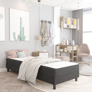 vidaXL Boxspringframe stof grijs 90x200 cm