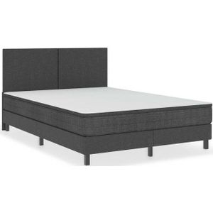 vidaXL Boxspringbett, Boxspring-Bettgestell Grau Stoff 140x200 cm