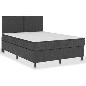 vidaXL Boxspringbett, Boxspring-Bettgestell Grau Stoff 140x200 cm