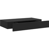 vidaXL Wandschap - Zwart - MDF - Met Lade - 48x25x8 cm