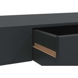 Wandschap - Zwart - MDF - Met Lade - Onzichtbaar Montagesysteem