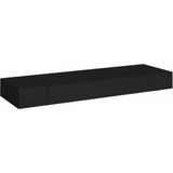Wandschap - Zwart - MDF - Met Lade - Onzichtbaar Montagesysteem