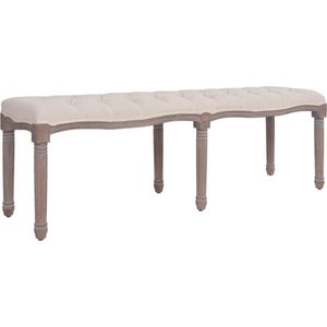 vidaXL Bankje - Crèmewit - Massief Hout - Stof