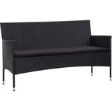 VidaXL 5-delige Loungeset met Kussens - Poly Rattan Zwart