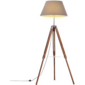 Stativlampe Honigbraun und Grau Teak Massivholz 141 cm Vidaxl