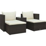 vidaXL 5-delige Loungeset met kussens poly rattan bruin