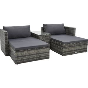 Vidaxl - 5-tlg. Garten-Lounge-Set mit Auflagen Poly Rattan Grau