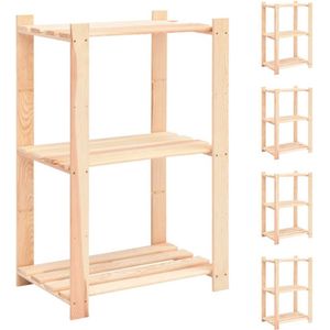 vidaXL Lagerregale 3 Böden 5 Stk. 60x38x90cm Massivholz Kiefer 150kg