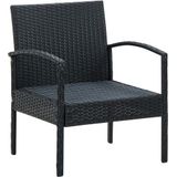 vidaXL Tuinstoel met kussen poly rattan zwart - 45797