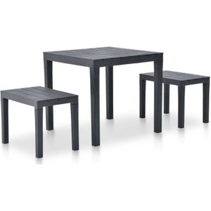 Gartentisch mit 2 Bänken Kunststoff Anthrazit vidaXL
