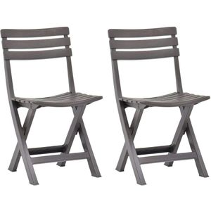 vidaXL - Tuinstoelen - Mokka - Kunststof - Set van 2