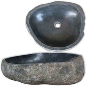 vidaXL - Wastafel - ovaal - (37-46)x(29-36) - cm - riviersteen