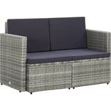 vidaXL-Tuinbank-2-zits-met-kussens-poly-rattan-grijs