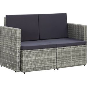 2-Sitzer-Gartensofa mit Auflagen Grau Poly Rattan Vidaxl