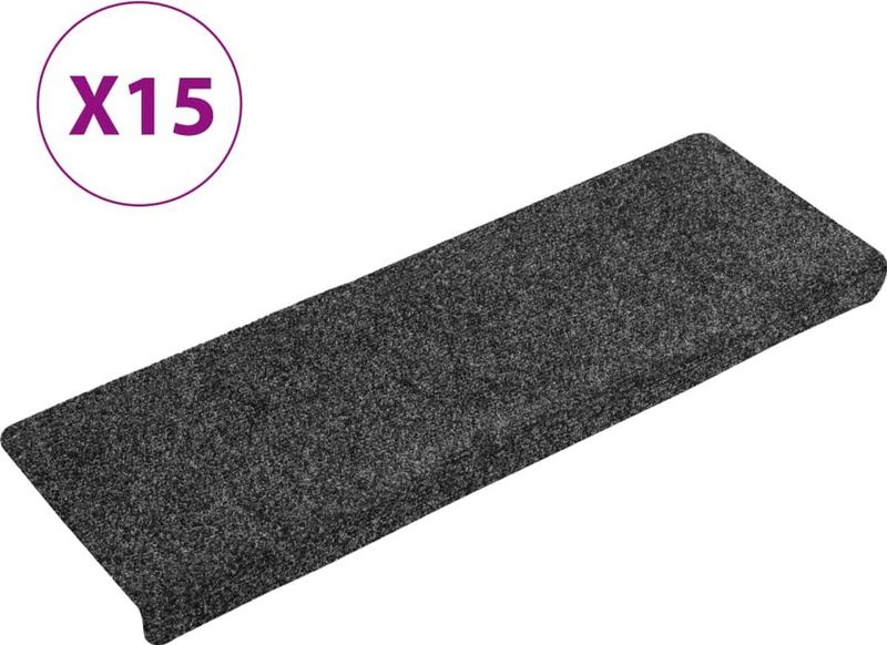 vidaXL Trapmatten - Grijs - Genaaldvilte Stof - Set van 15