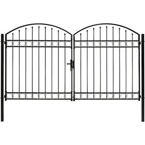 vidaXL Poort dubbel met gebogen bovenkant 300x200 cm staal zwart