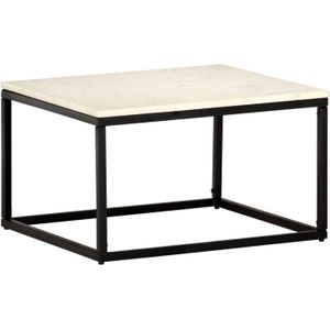 VidaXL Salontafel 60x60x35 cm Echt Steen - Marmeren Textuur - Wit