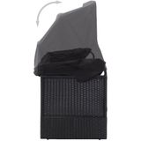 vidaXL - Loungebank - Poly Rattan - Zwart - Met Luifel