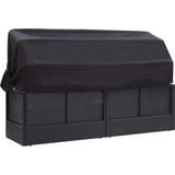 vidaXL - Loungebank - Poly Rattan - Zwart - Met Luifel