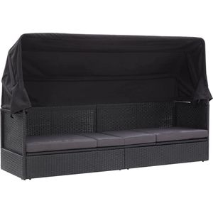 vidaXL-Loungebank-met-luifel-poly-rattan-zwart