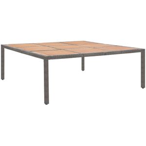 vidaXL Tuintafel 200x200x74 cm poly rattan en acaciahout grijs