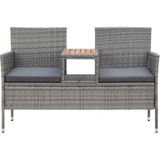 vidaXL-Tuinbank-2-zits-met-tafeltje-143-cm-poly-rattan-grijs