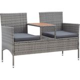 Tuinbank Twin 2-zits met tafeltje 143 cm poly rattan grijs