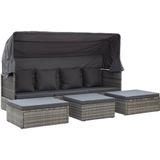 VidaXL Tuinbed met Luifel Poly Rattan Gemengd Grijs