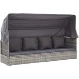 VidaXL Tuinbed met Luifel Poly Rattan Gemengd Grijs