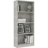 vidaXL Bücherregal 4 Fächer Betongrau 60x24x142 cm Holzwerkstoff