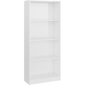 vidaXL-Boekenkast-4-schappen-60x24x142-cm-bewerkt-hout-hoogglans-wit