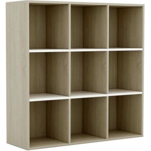 vidaXL-Boekenkast-98x30x98-cm-spaanplaat-wit-en-sonoma-eikenkleurig