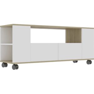 VidaXL TV-meubel 120x35x48 cm Bewerkt Hout Wit Sonoma Eiken