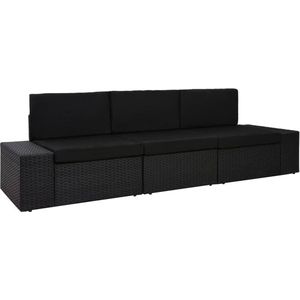 vidaXL Driezitsbank sectioneel poly rattan zwart - 49506