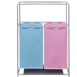 Wasmand - Roze en Blauw - IJzeren Frame - 2-delige Set