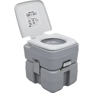 vidaXL Kampeertoilet draagbaar 20 + 10 L grijs