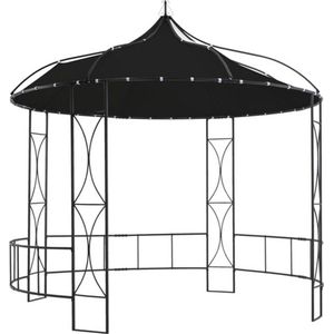 Tuinpaviljoen - Antraciet - Polyester - Stalen Frame met Decoratieve Details
