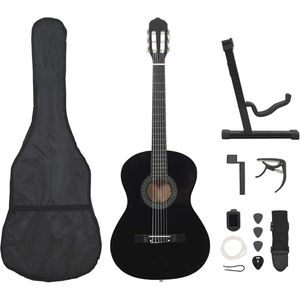 vidaXL 12-tlg. Klassikgitarren-Set für Anfänger Schwarz 4/4 39