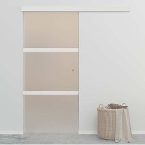 vidaXL - Schuifdeur - 90x212 - cm - ESG-glas - en - aluminium - zilverkleurig