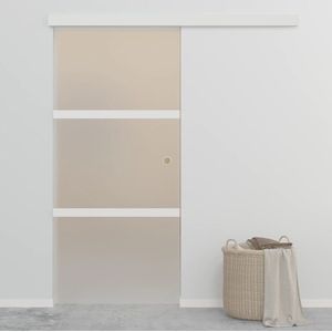 vidaXL - Schuifdeur - 90x212 - cm - ESG-glas - en - aluminium - zilverkleurig