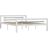 vidaXL Bedframe metaal wit en zwart 160x200 cm