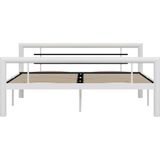 vidaXL Bedframe metaal wit en zwart 160x200 cm