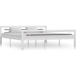 vidaXL Bettgestell Weiß und Schwarz Metall 180×200 cm
