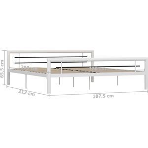 VidaXL Bedframe Metaal Wit/Zwart 180x200 cm