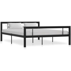 VidaXL Bedframe Metaal Zwart en Wit 120x200 cm