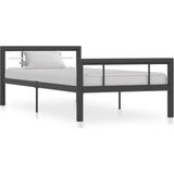 vidaXL Bedframe metaal grijs en wit 90x200 cm