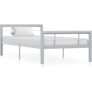 VidaXL Bedframe Metaal Grijs en Wit 100x200 cm